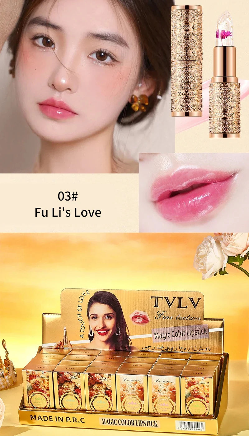 Crystal Color-changing Petal Lipstick for Women Moisturizes long-lasting and non-sticky cup lip balm